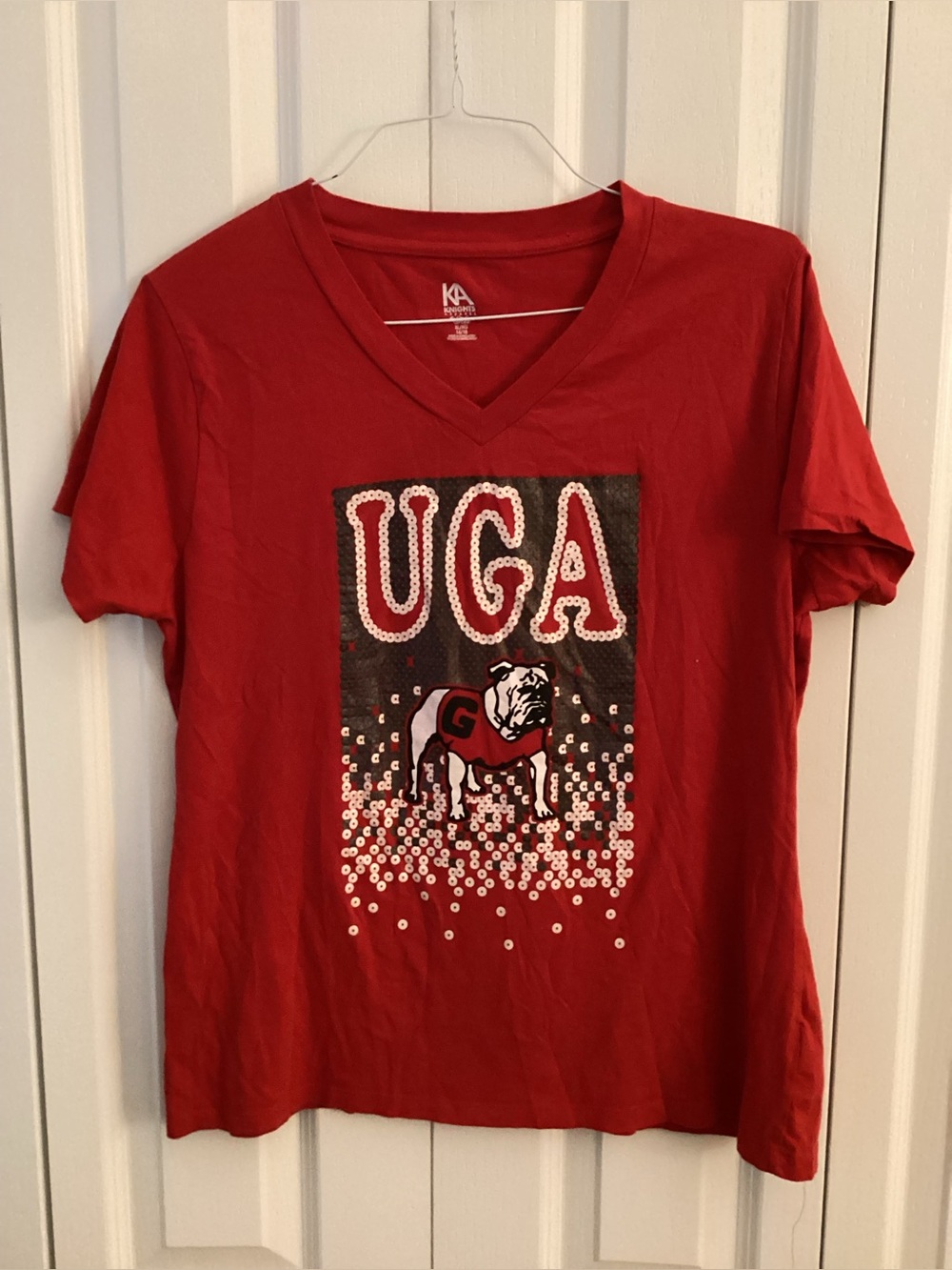 Knights Apparel Women's University of Georgia Bulldogs Red V-Neck Sz XL - IEC